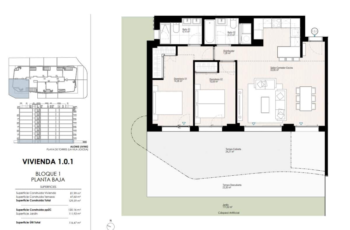 1 quarto Apartamento para venda em La Villajoyosa / Vila Joiosa com piscina - 329 000 € (Ref: 9530751)