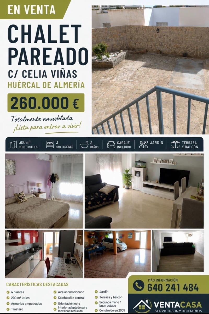 3 camera da letto Villetta Bifamiliare in vendita in Huercal de Almeria con garage - 260.000 € (Rif: 10034101)