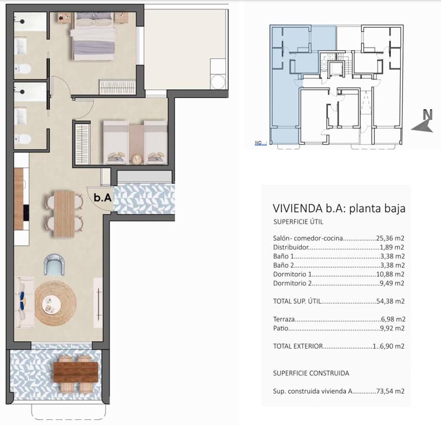 2 makuuhuone Bungalow myytävänä paikassa Pilar de la Horadada mukana uima-altaan - 275 900 € (Ref: 9382315)