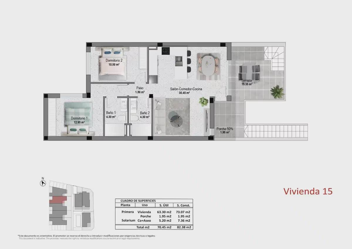 2 soverom Bungalow til salgs i Pilar de la Horadada med svømmebasseng garasje - € 314 900 (Ref: 10005002)