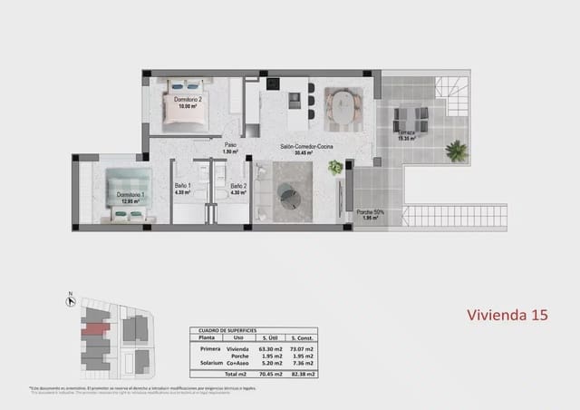 2 soverom Bungalow til salgs i Pilar de la Horadada ciudad, Pilar de la Horadada med svømmebasseng garasje - € 314 900 (Ref: 10005002)
