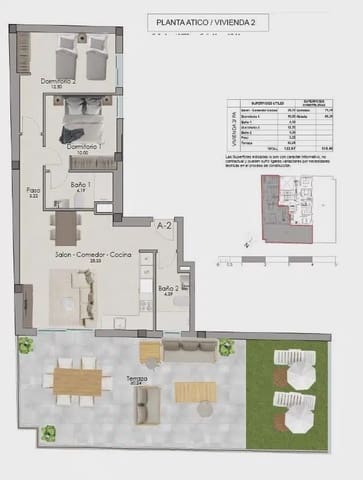 2 makuuhuone Kattohuoneisto myytävänä paikassa Norte, Santa Pola - 365 000 € (Ref: 10043415)