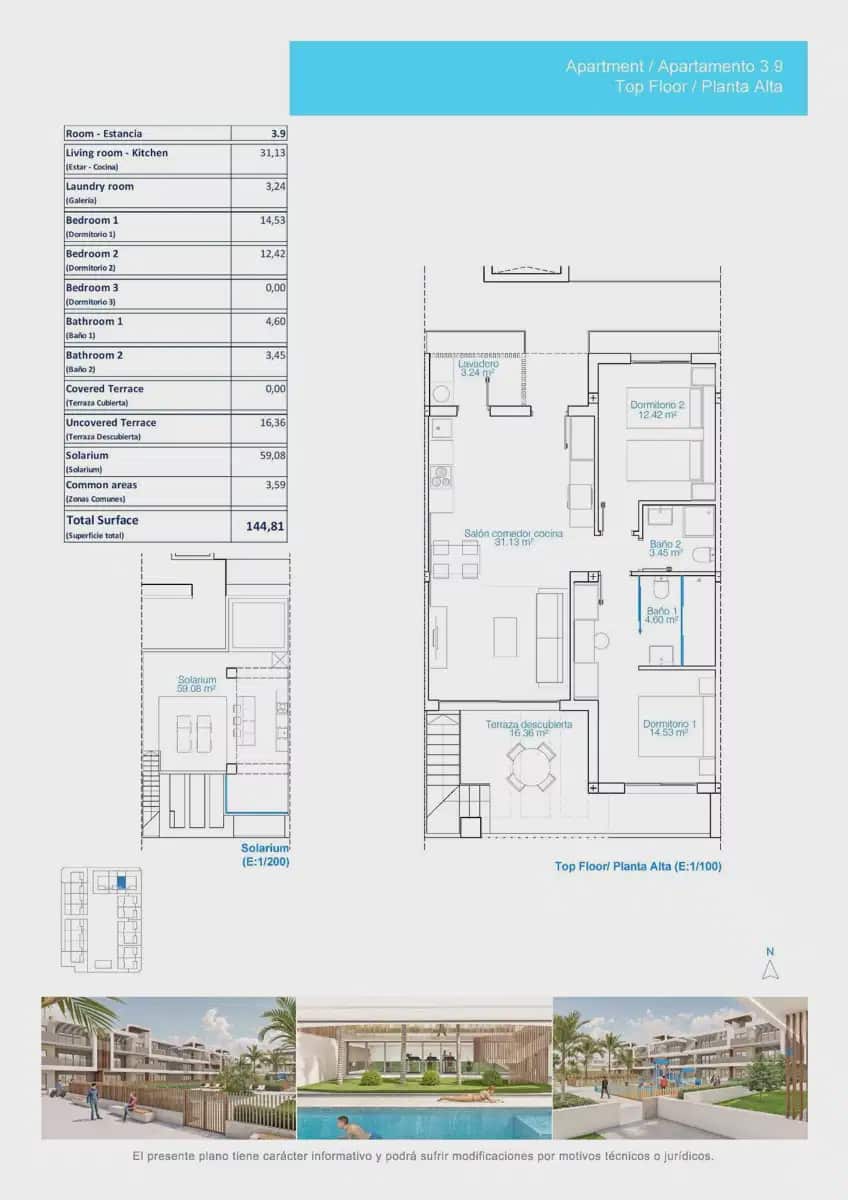 2 soveværelse Penthouse til salg i Pilar de la Horadada med swimmingpool garage - € 479.900 (Ref: 10049753)
