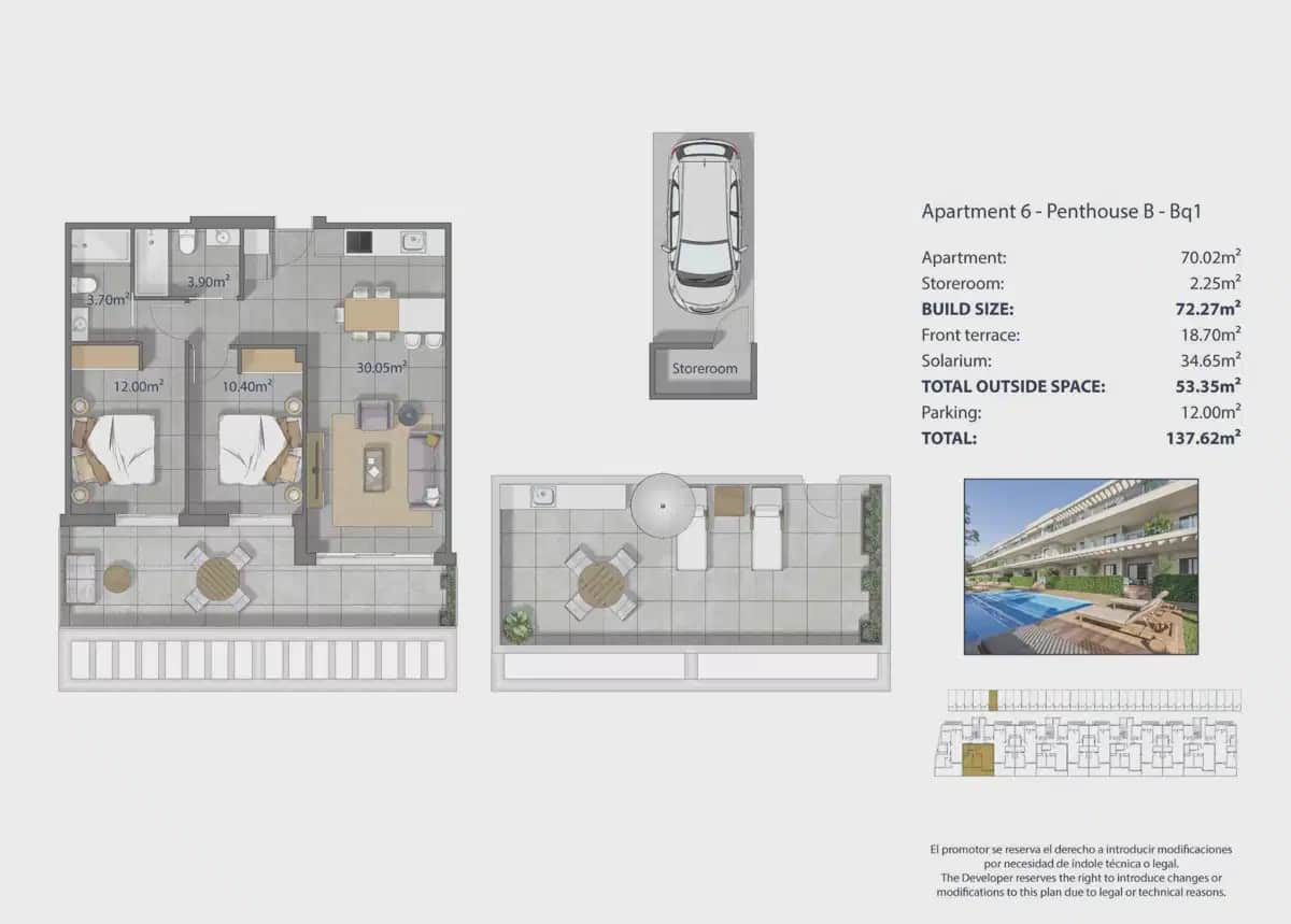 Ático de 2 habitaciones en Los Narejos en venta con piscina garaje - 425.000 € (Ref: 10057218)