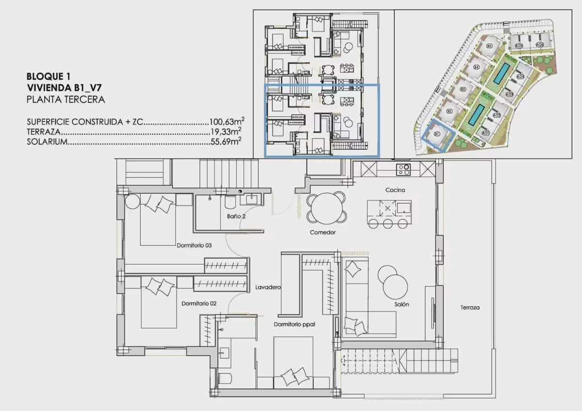 3 makuuhuone Kattohuoneisto myytävänä paikassa Torre-Pacheco mukana uima-altaan 
autotalli - 427 900 € (Ref: 10057219)