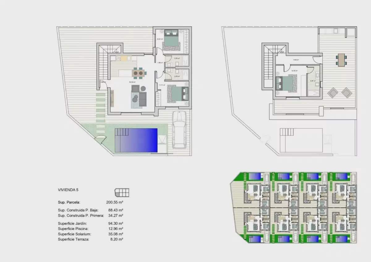 3 sypialnia Dom blizniak na sprzedaż w Roldan z basenem garażem - 392 500 € (Ref: 10057250)