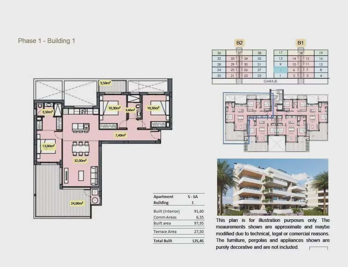 3 slaapkamer Appartement te koop in Torre-Pacheco met zwembad garage - € 340.000 (Ref: 10098642)