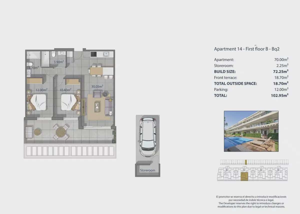 2 chambre Appartement à vendre à Los Narejos avec piscine garage - 339 000 € (Ref: 10098649)
