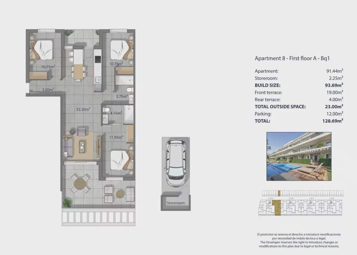 3 soverom Leilighet til salgs i Los Narejos med svømmebasseng garasje - € 359 000 (Ref: 10108849)
