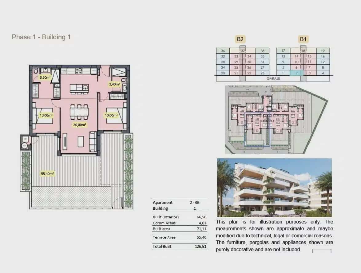 2 bedroom Apartment for sale in Torre-Pacheco with pool garage - € 321,000 (Ref: 10140107)