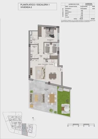 2 soveværelse Penthouse til salg i Norte, Santa Pola med swimmingpool garage - € 385.000 (Ref: 10153262)