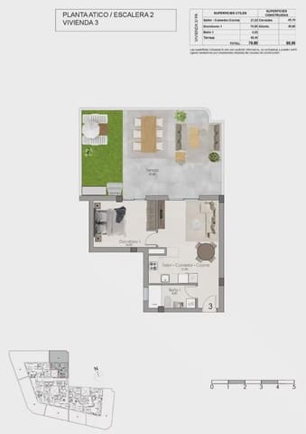1 slaapkamer Penthouse te koop in Norte, Santa Pola met zwembad garage - € 285.000 (Ref: 10163689)