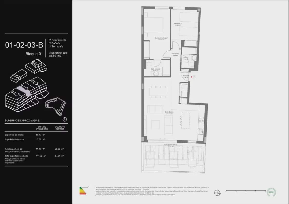 2 makuuhuone Kattohuoneisto myytävänä paikassa Mijas mukana uima-altaan 
autotalli - 450 000 € (Ref: 9824427)