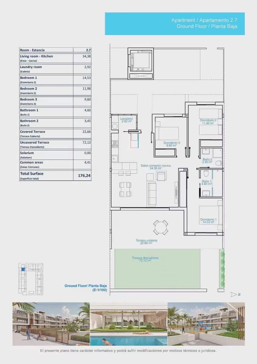 3 sovrum Lägenhet till salu i Pilar de la Horadada med pool garage - 419 900 € (Ref: 9824477)