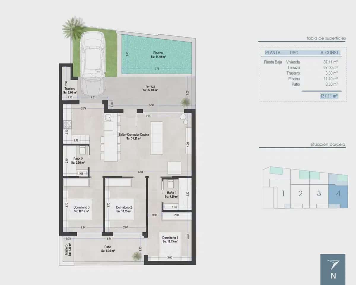 3 sovrum Bungalow till salu i San Pedro del Pinatar med pool garage - 409 000 € (Ref: 9824511)