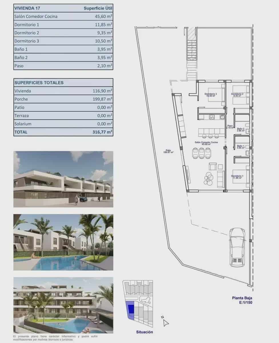 3 sypialnia Bungalow na sprzedaż w Pilar de la Horadada z basenem - 450 000 € (Ref: 9824517)