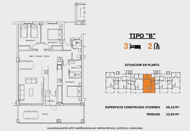 3 sypialnia Apartament na sprzedaż w San Miguel de Salinas z basenem garażem - 322 000 € (Ref: 9827806)