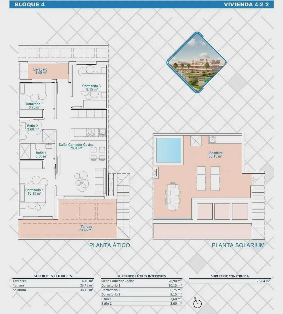 3 sovrum Takvåning till salu i Pilar de la Horadada med pool garage - 354 900 € (Ref: 9827821)