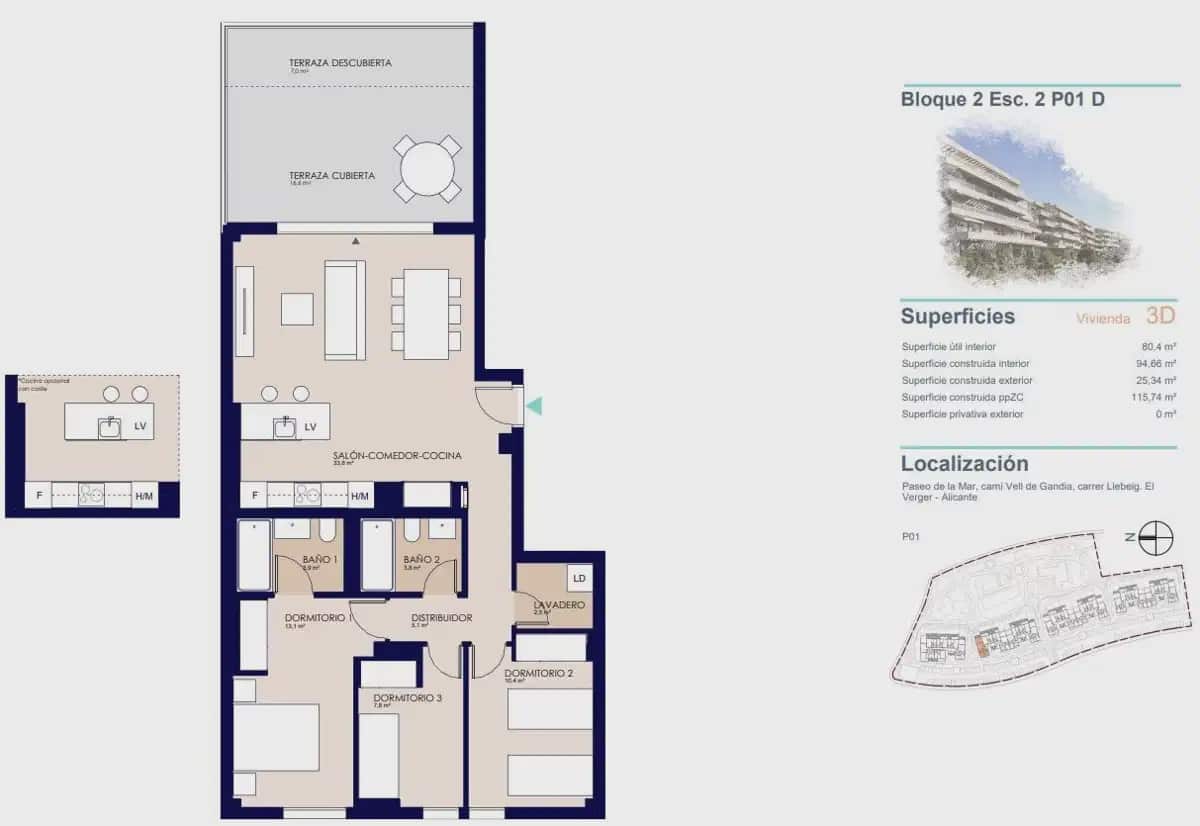 3 quarto Apartamento para venda em Denia com piscina garagem - 395 000 € (Ref: 9827834)