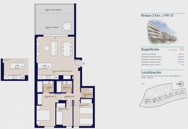 3 quarto Apartamento para venda em Dénia com piscina garagem - 395 000 € (Ref: 9827834)