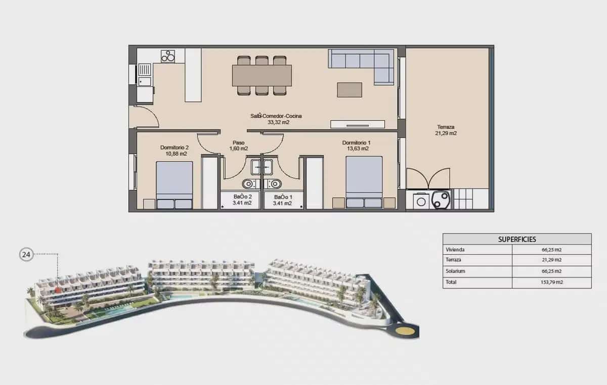 Ático de 2 habitaciones en Finestrat en venta con piscina - 372.900 € (Ref: 9827856)