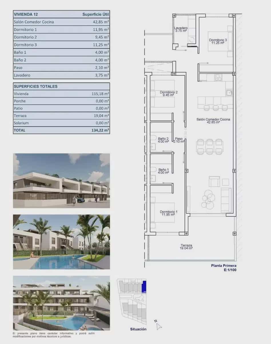 Apartamento de 3 habitaciones en Pilar de la Horadada en venta con piscina garaje - 315.000 € (Ref: 9827875)
