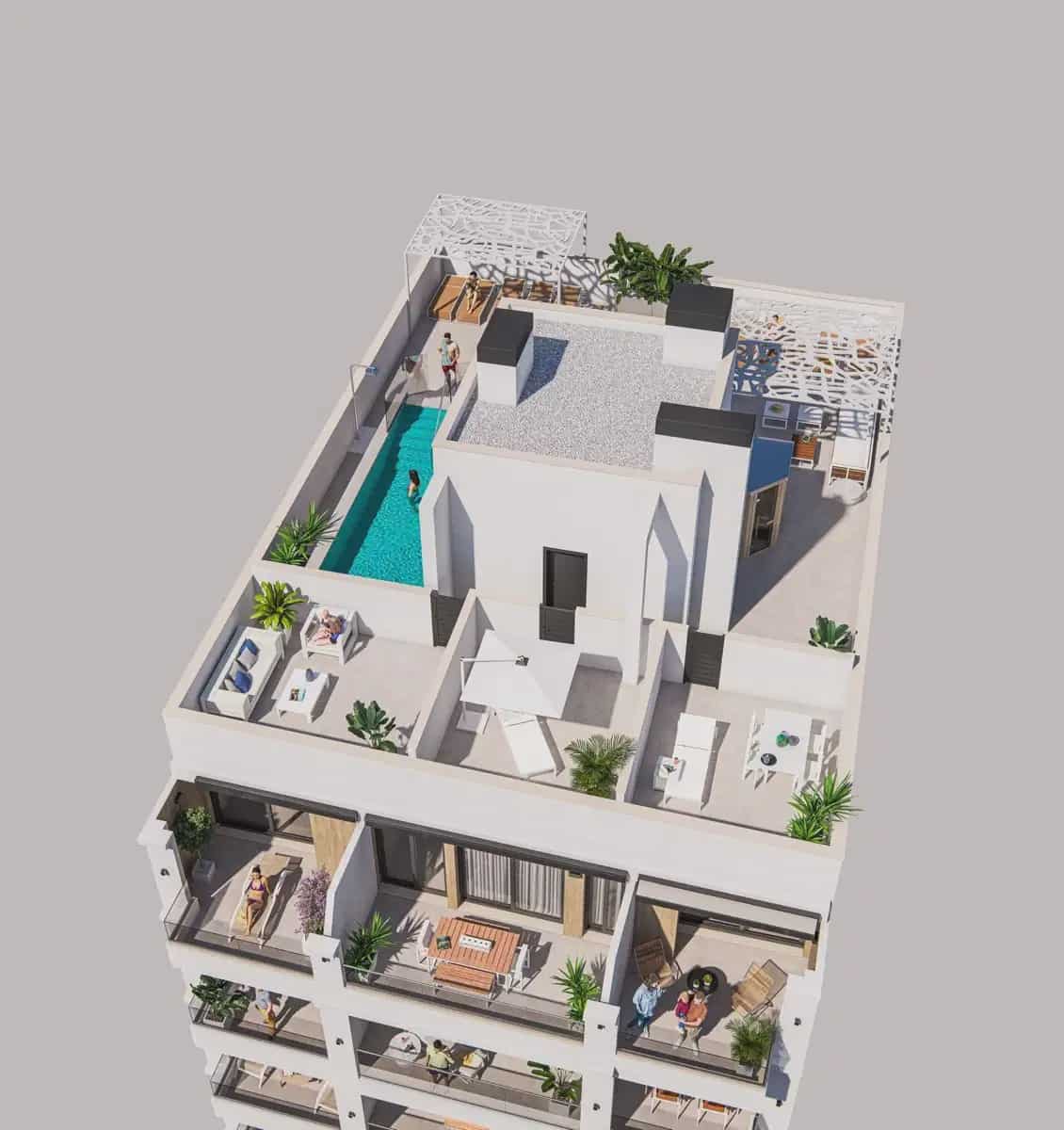 2 soverom Penthouse til salgs i Torrevieja med svømmebasseng - € 310 000 (Ref: 9827902)