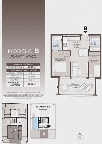 2 soverom Penthouse til salgs i Playa del Cura, Torrevieja med svømmebasseng - € 310 000 (Ref: 9827902)