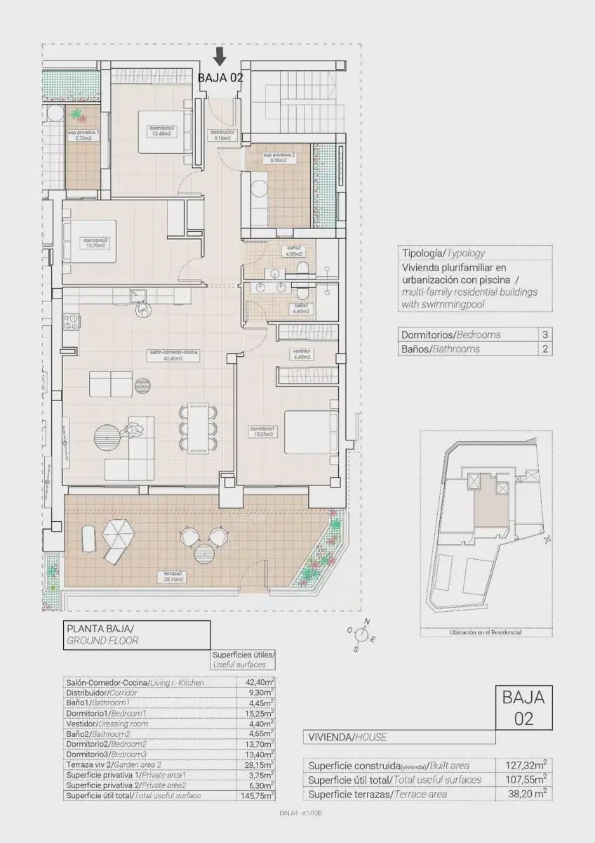 3 bedroom Apartment for sale in Hondon de las Nieves - € 305,000 (Ref: 9827903)