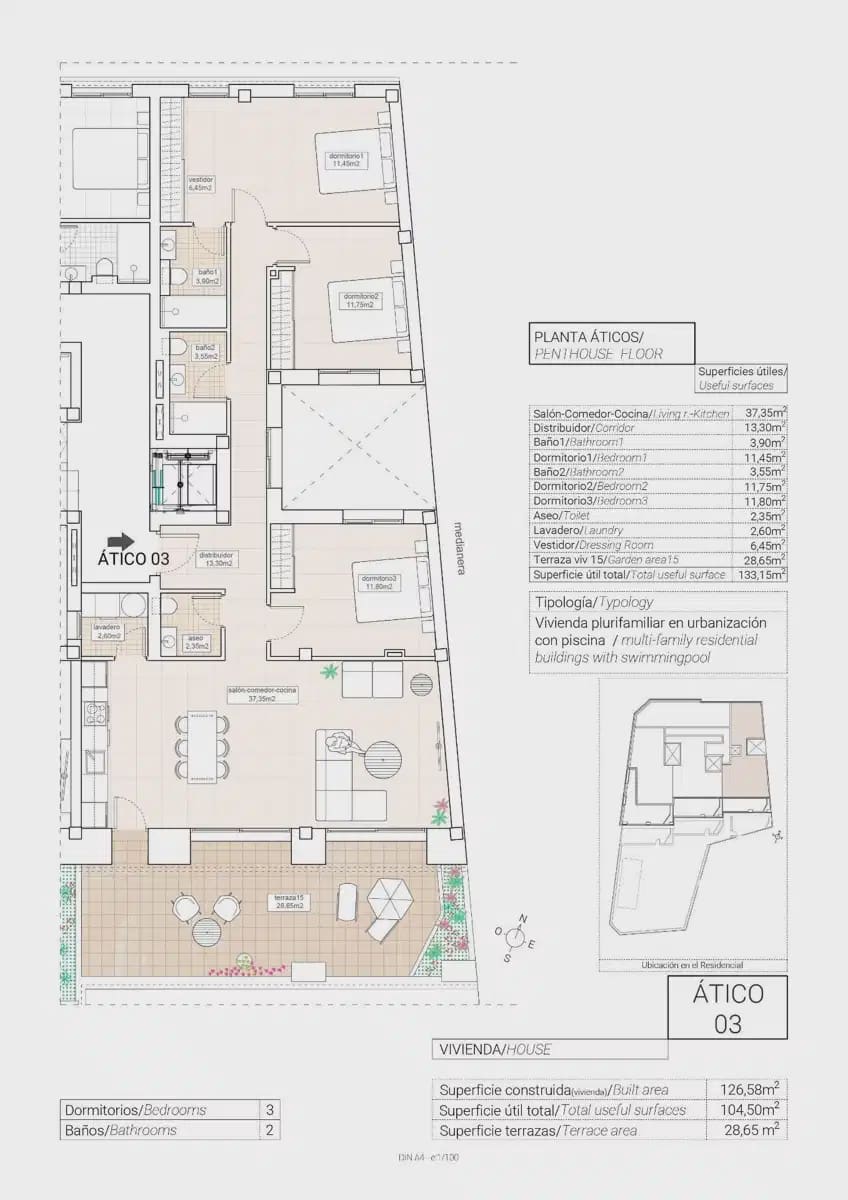 3 Zimmer Penthouse zu verkaufen in Hondon de las Nieves - 305.000 € (Ref: 9827904)