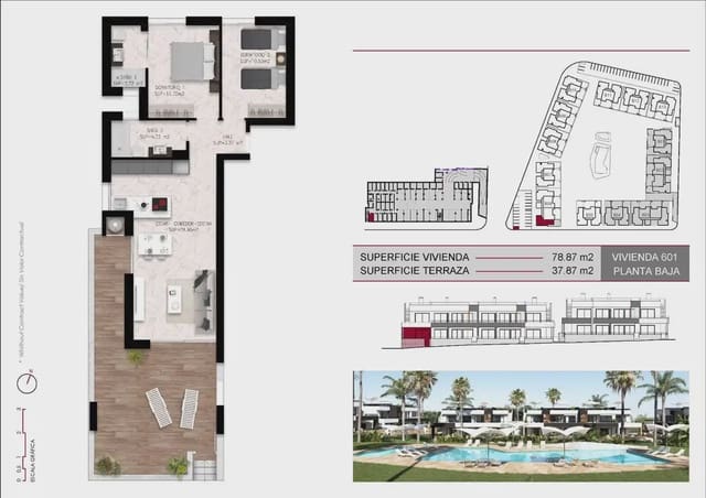 2 chambre Bungalow à vendre à Ciudad Quesada, Rojales avec piscine garage - 322 000 € (Ref: 9827907)