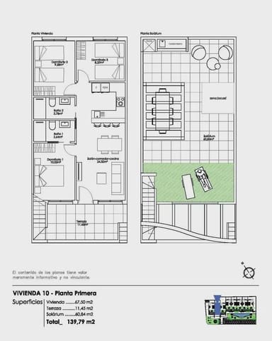 3 soveværelse Bungalow til salg i Pilar de la Horadada ciudad, Pilar de la Horadada - € 325.000 (Ref: 9827915)