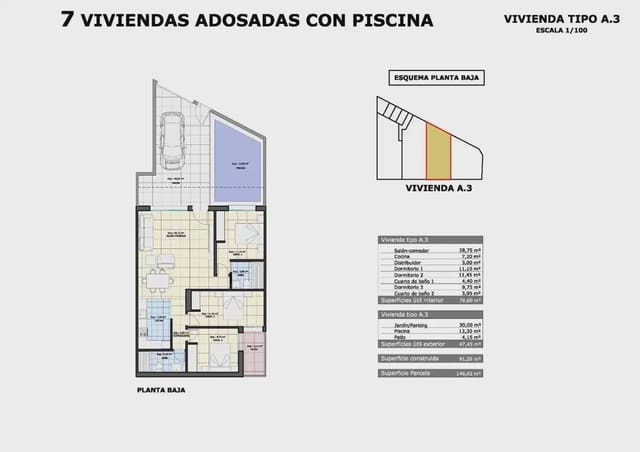 3 chambre Bungalow à vendre à Pilar de la Horadada ciudad, Pilar de la Horadada avec piscine - 324 900 € (Ref: 9827920)