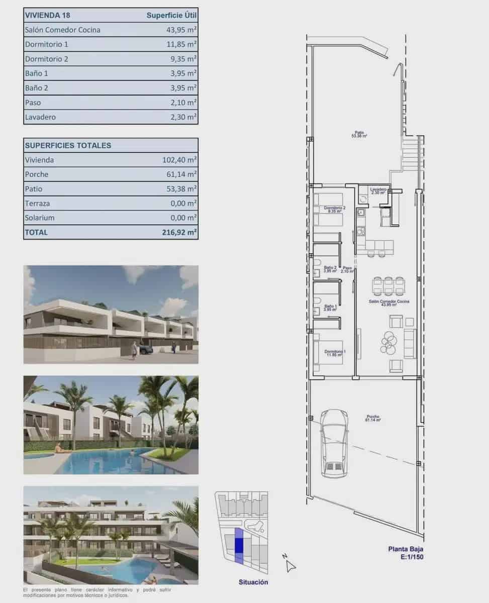 Bungalow de 2 habitaciones en Pilar de la Horadada en venta con piscina - 395.000 € (Ref: 9827941)