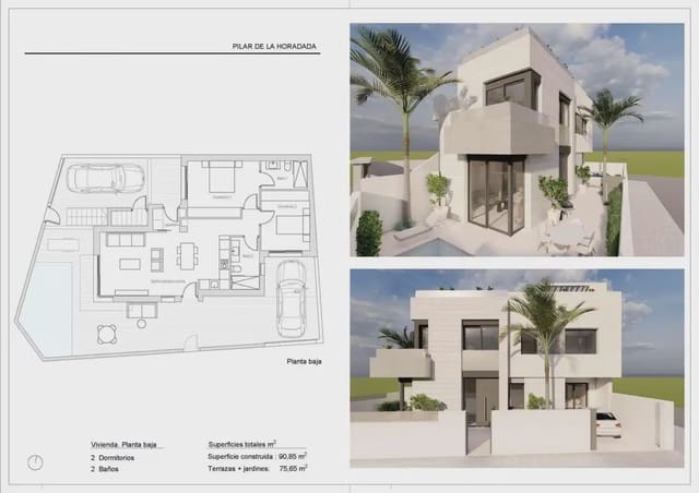 2 chambre Bungalow à vendre à Pilar de la Horadada ciudad, Pilar de la Horadada avec piscine garage - 359 000 € (Ref: 9827942)