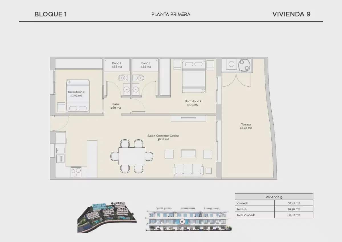 2 sovrum Lägenhet till salu i Finestrat med pool garage - 352 900 € (Ref: 9832025)
