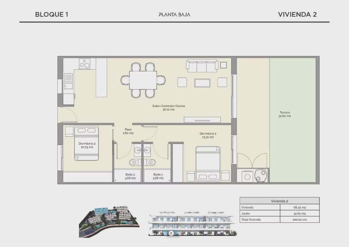 Apartamento de 2 habitaciones en Finestrat en venta con piscina garaje - 352.900 € (Ref: 9832031)