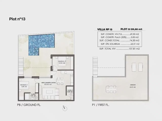 2 soverom Hus til salgs i Pilar de la Horadada ciudad, Pilar de la Horadada med garasje - € 350 000 (Ref: 9834080)