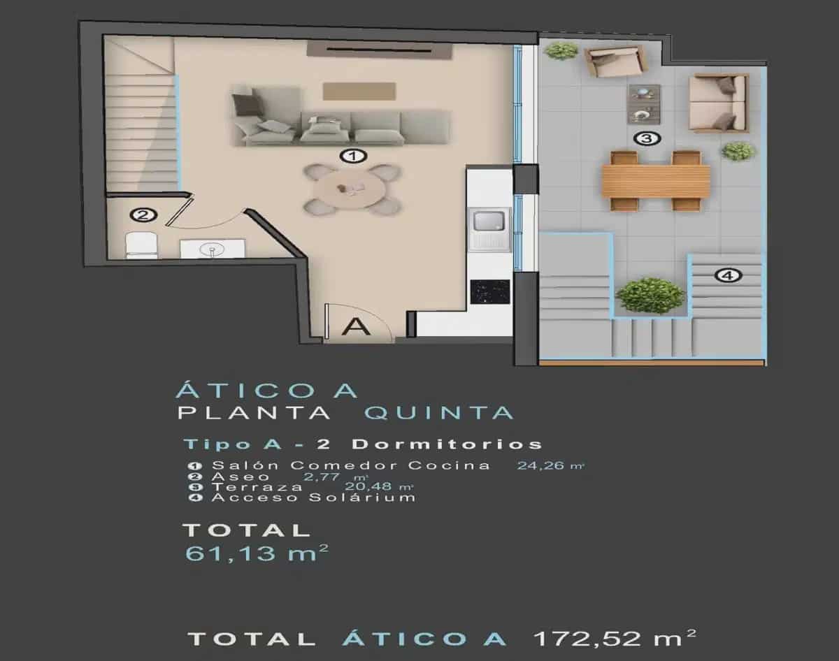 2 Zimmer Penthouse zu verkaufen in Torrevieja - 412.000 € (Ref: 9838303)