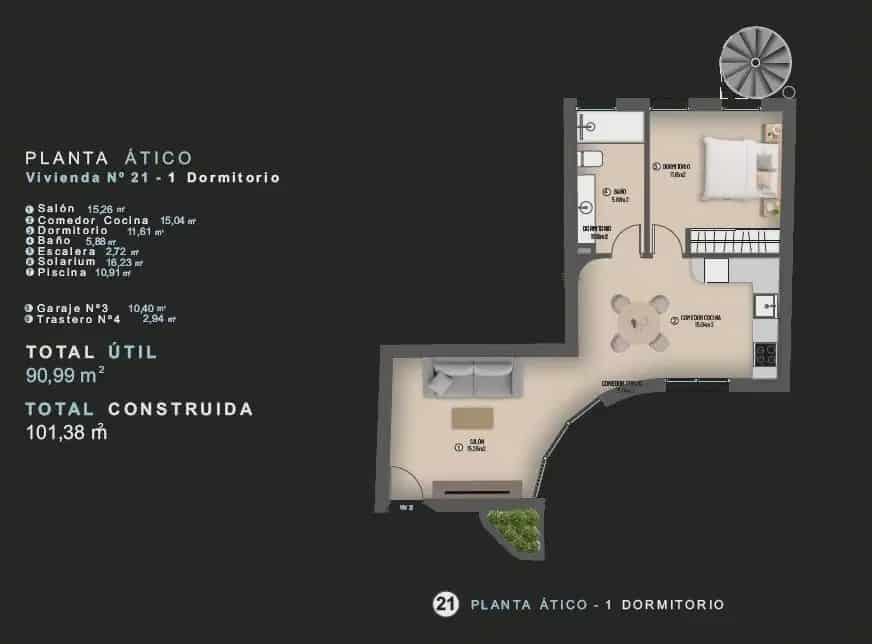 1 soveværelse Penthouse til salg i Torrevieja med swimmingpool garage - € 320.000 (Ref: 9870576)