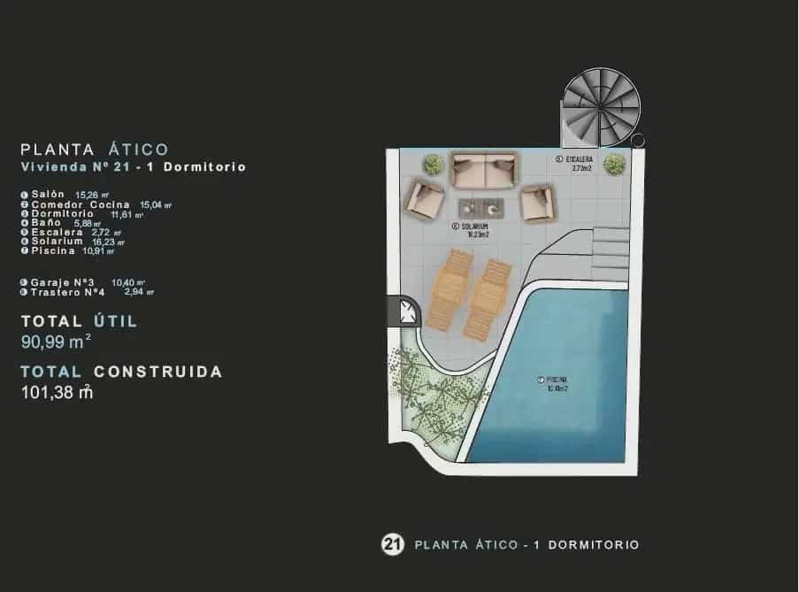 1 soveværelse Penthouse til salg i Torrevieja med swimmingpool garage - € 320.000 (Ref: 9870576)