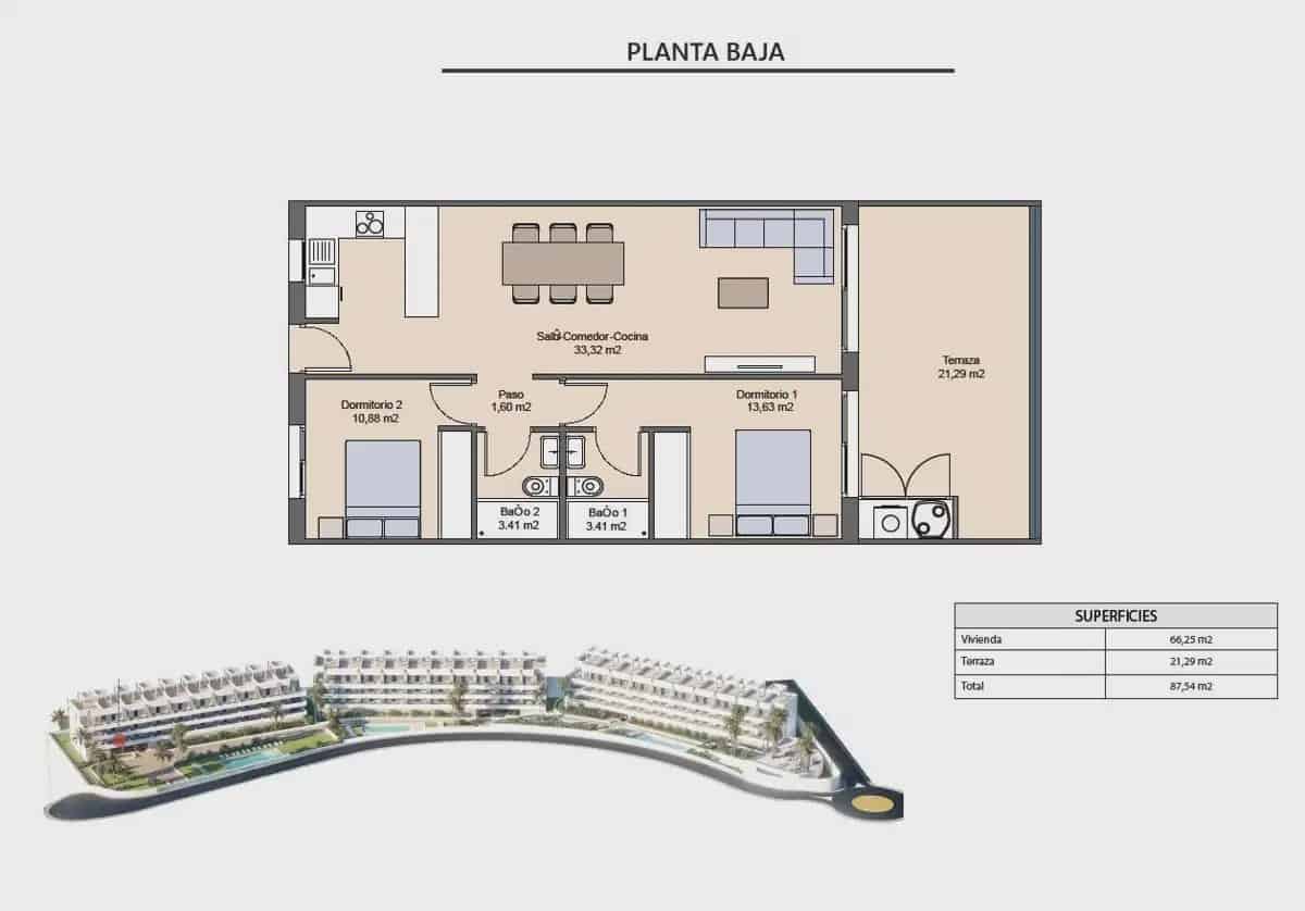 2 bedroom Apartment for sale in Finestrat with pool - € 312,900 (Ref: 9870578)