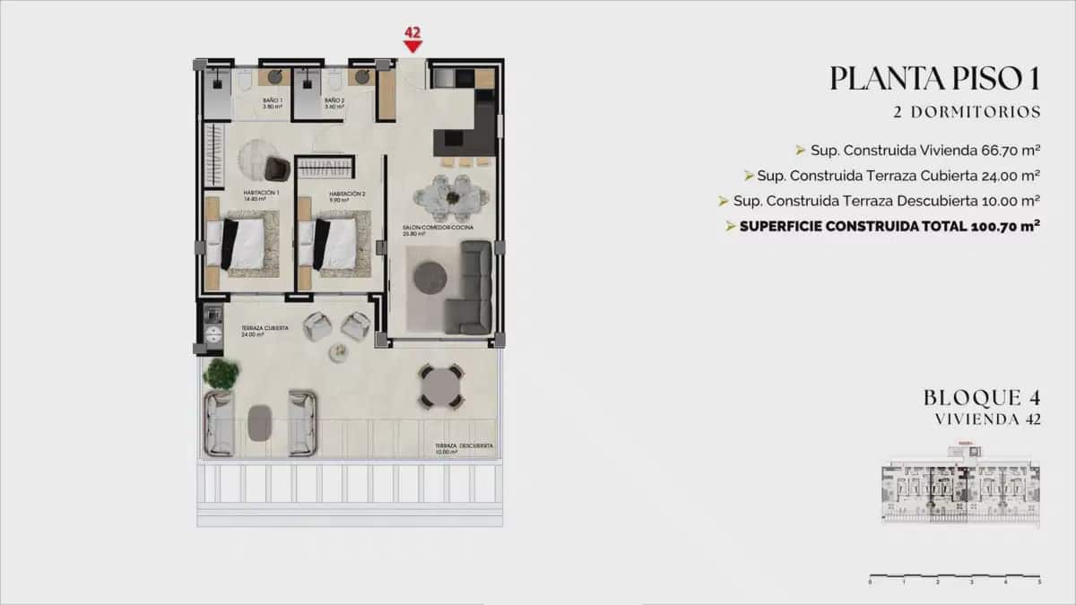 2 sovrum Lägenhet till salu i Finestrat med pool garage - 375 000 € (Ref: 9905100)