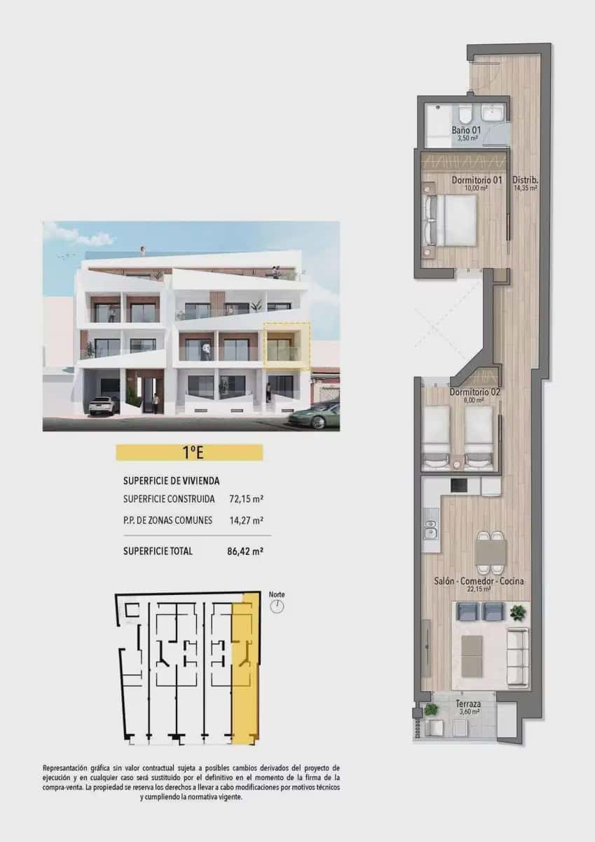 2 Zimmer Apartment zu verkaufen in Torrevieja mit Pool Garage - 260.000 € (Ref: 9932614)
