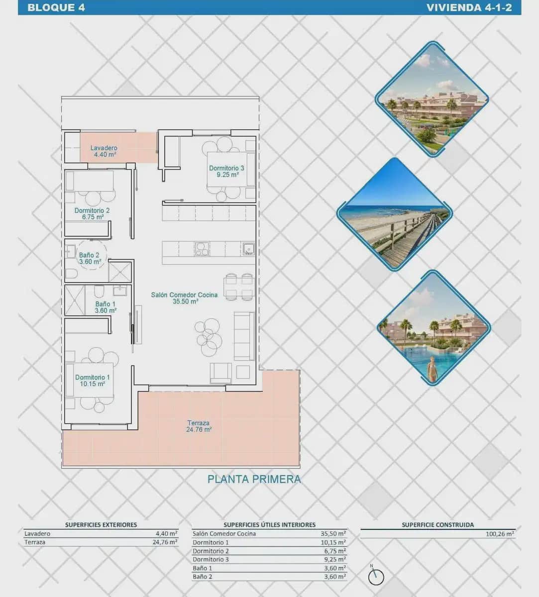 3 soverom Leilighet til salgs i Pilar de la Horadada med svømmebasseng garasje - € 284 900 (Ref: 9932632)