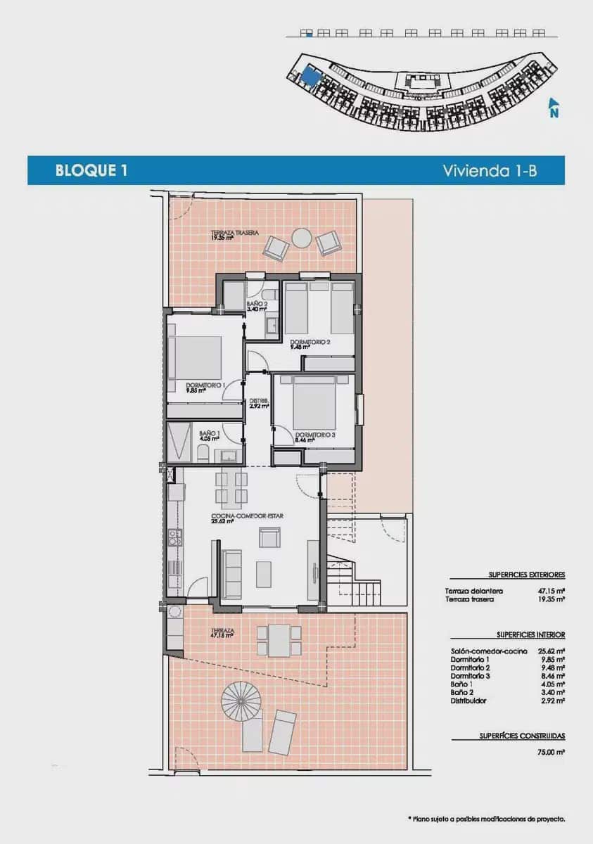 3 quarto Bungalow para venda em Pilar de la Horadada com piscina garagem - 284 900 € (Ref: 9932646)