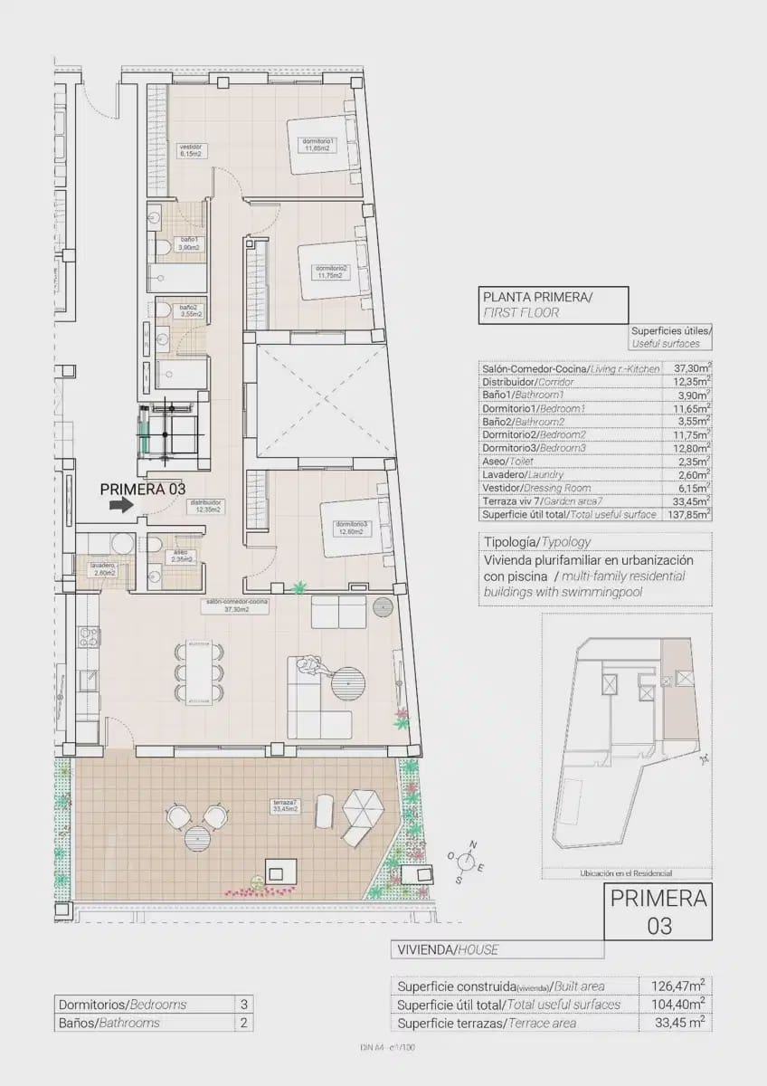3 chambre Appartement à vendre à Hondon de las Nieves avec piscine garage - 300 000 € (Ref: 9939338)
