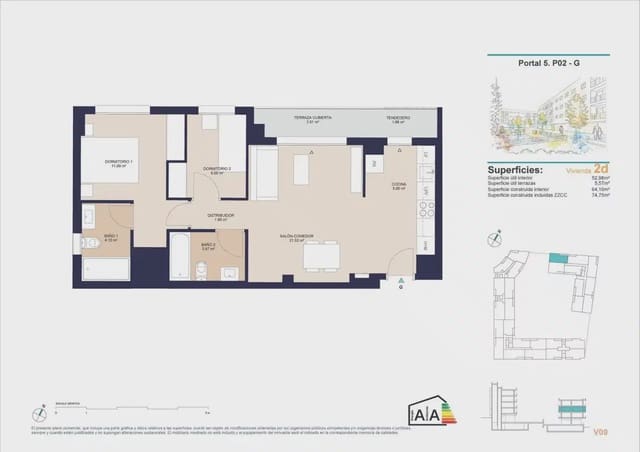 2 quarto Apartamento para venda em Alicante cidade com piscina garagem - 283 500 € (Ref: 9972850)