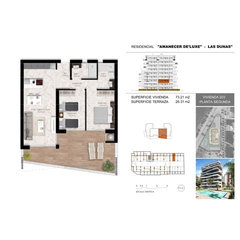 2 soverom Leilighet til salgs i Guardamar del Segura med svømmebasseng garasje - € 269 000 (Ref: 9060744)