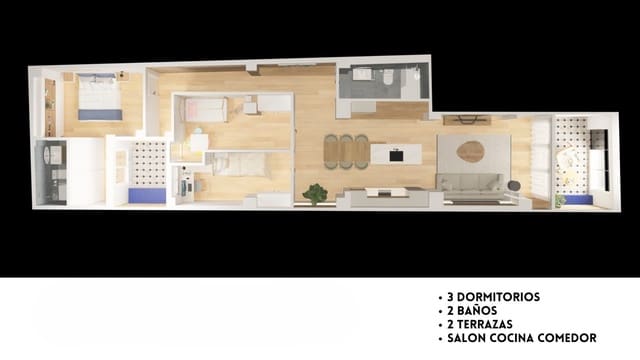 3 quarto Apartamento para venda em Cabanyal-Canyamelar, Valência cidade - 480 000 € (Ref: 9805916)
